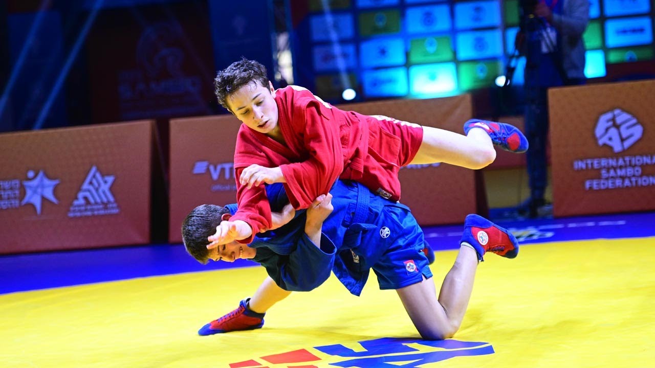 ALIPANAHOV Ismayil vs VASILENKO Danil. Cadets male 49 kg. European SAMBO Championships 2023 backdrop
