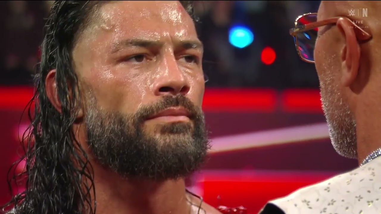 The Rock confronts Roman Reigns -WWE RAW 1/06/2025 background