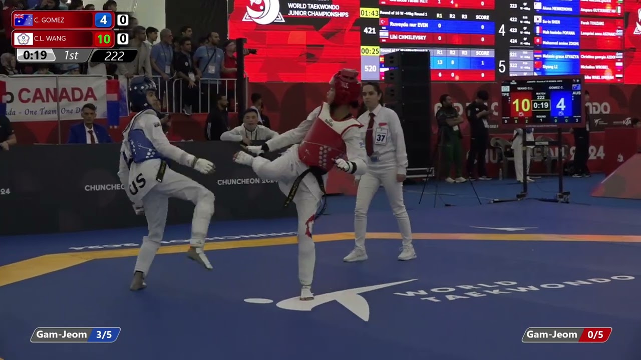 222 Round of 16 Women 44kg AUS C GOMEZ TPE C L WANG background