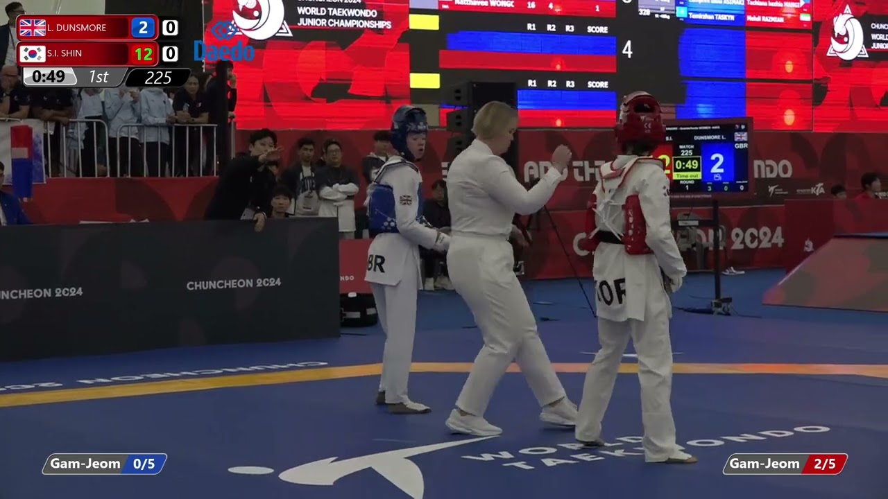 225 Quarterfinals Women 44kg GBR L DUNSMORE KOR S I SHIN