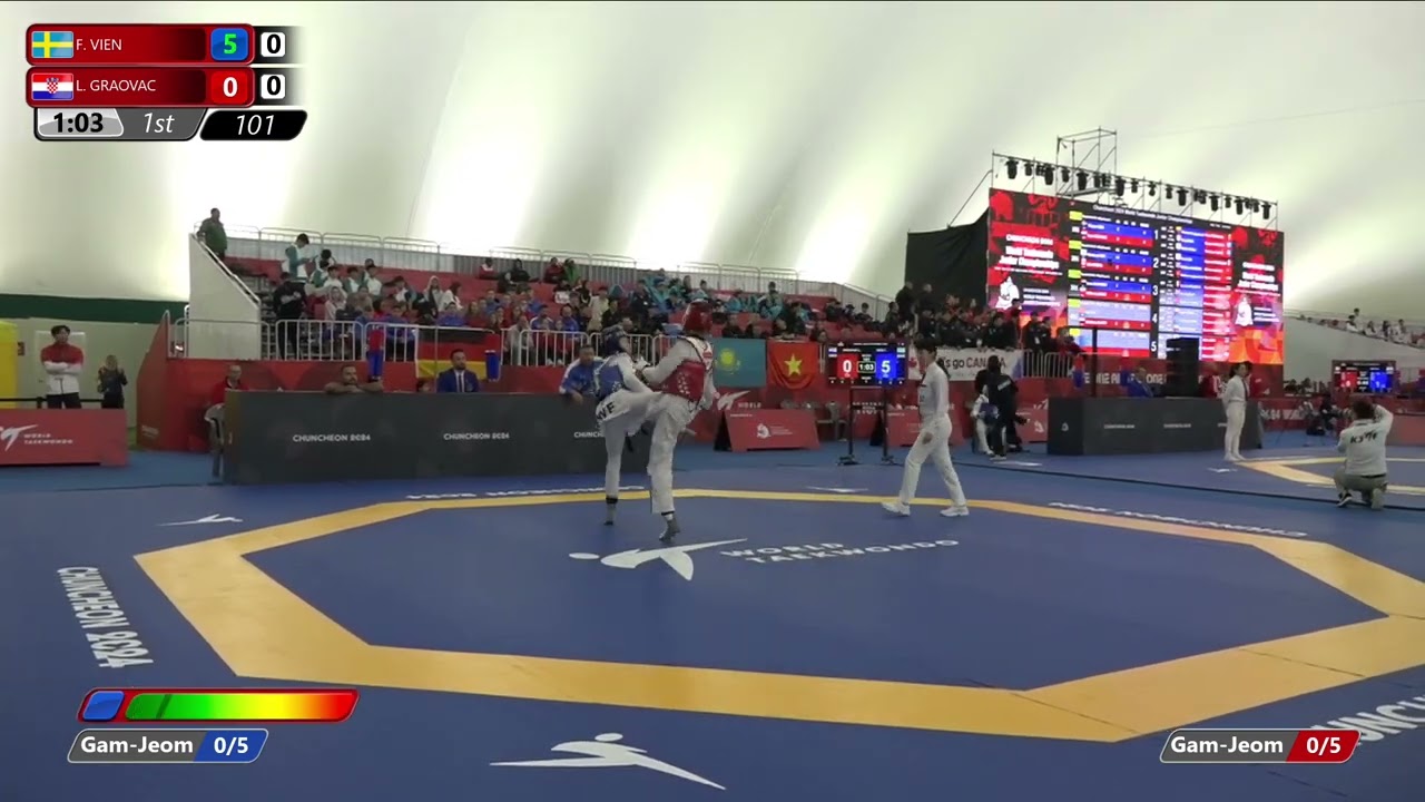 101 Round of 64 Women 49kg SWE F VIEN CRO L GRAOVAC background