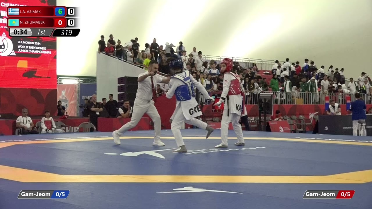 319 Round of 16 Women 49kg GRE L A ASIMAK KAZ N ZHUMABEK background