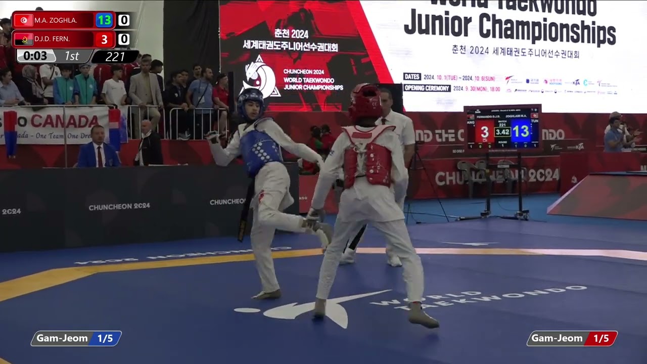 221 Round of 16 Men 48kg TUN M A ZOGHLA ANG D J D FERN background