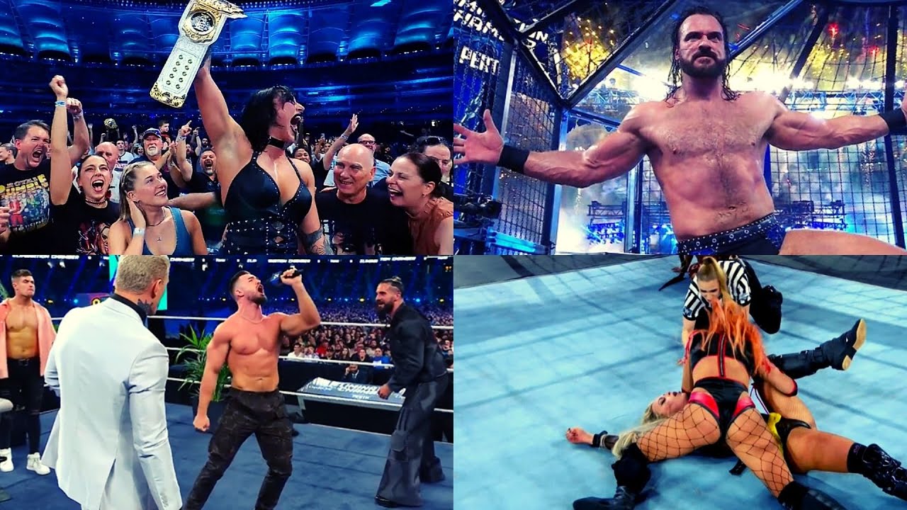 WWE Elimination Chamber 2024 Results- Rhea Home Victory, Cody Challenges Rock, Drew & Becky Wins π₯π₯ background