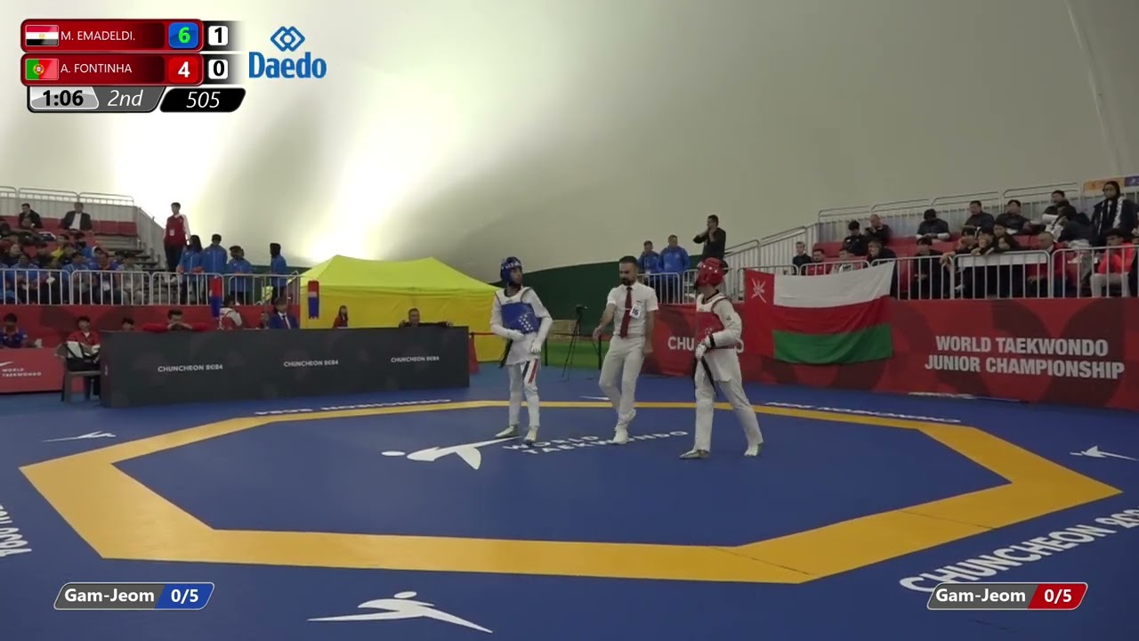 505 Round of 64 Men 48kg EGY M EMADELDI POR A FONTINHA background
