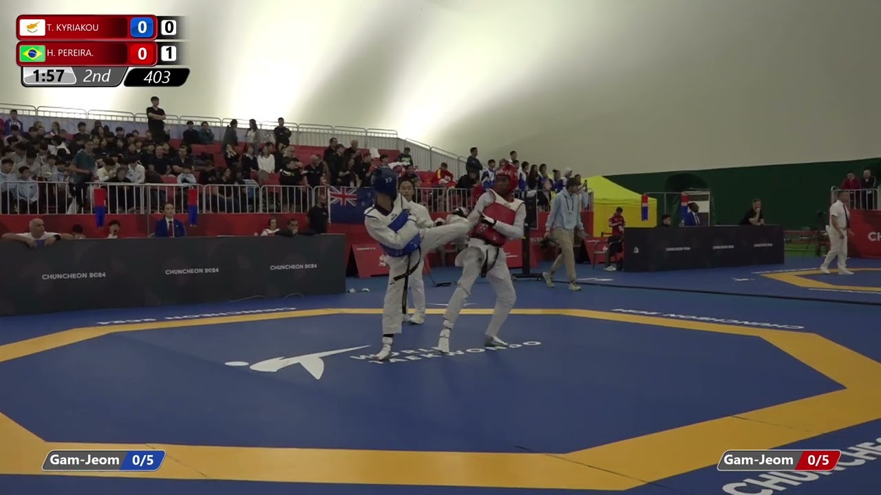 403 Round of 64 Men 59kg CYP T KYRIAKOU BRA H PEREIRA background