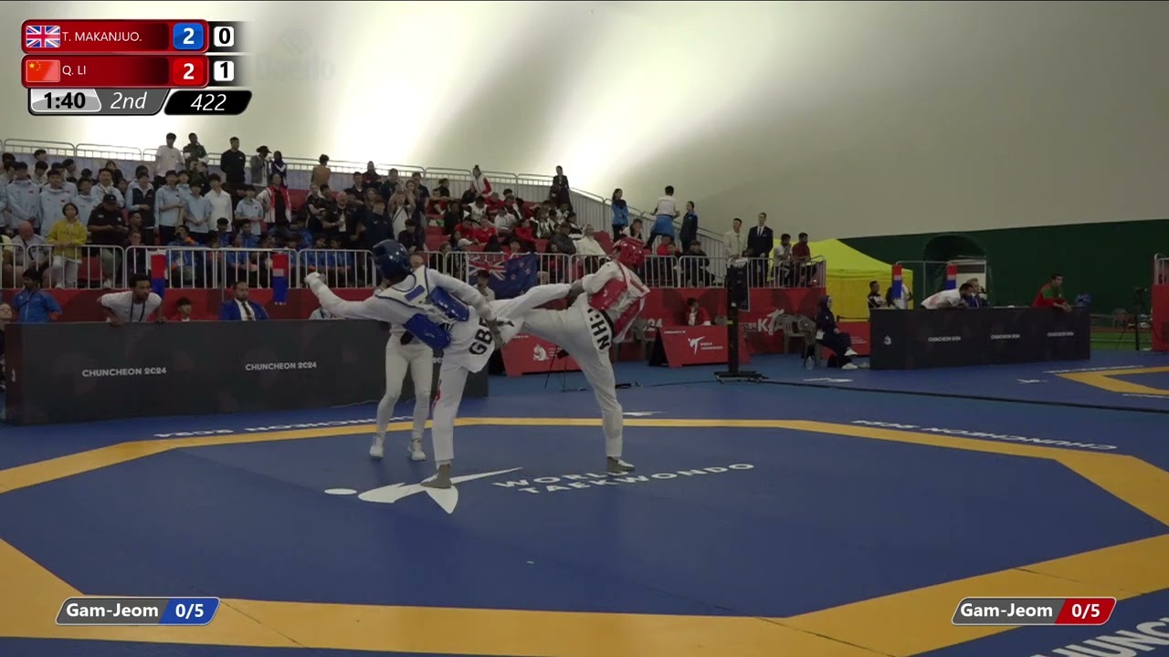 422 Round of 16 Men 59kg GBR T MAKANJUO CHN Q LI background