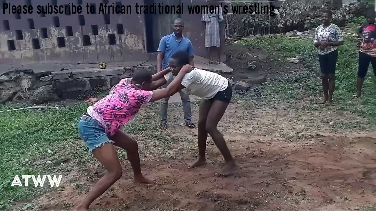 African traditional women's wrestling. 1st Diamond title rematch. Celine vs Precious background