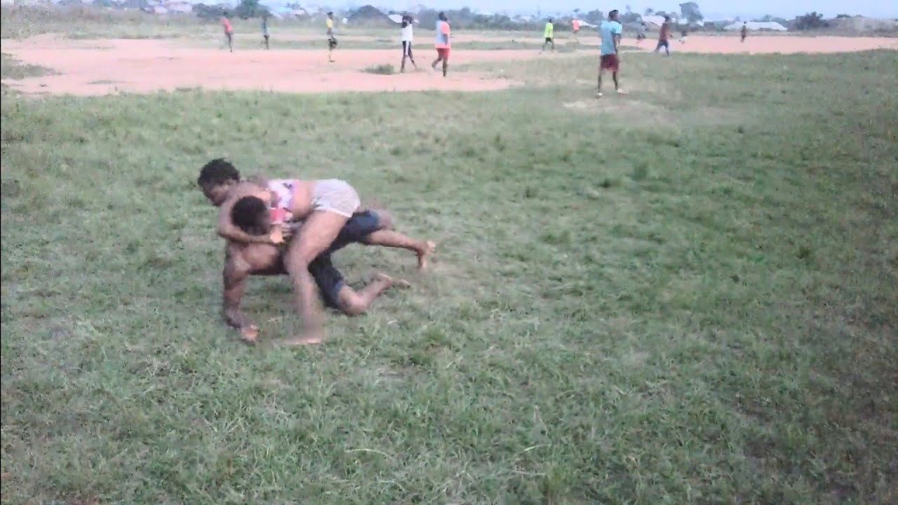 Strong girl Nnenna wrestles strong guy challenger | mixed wrestling