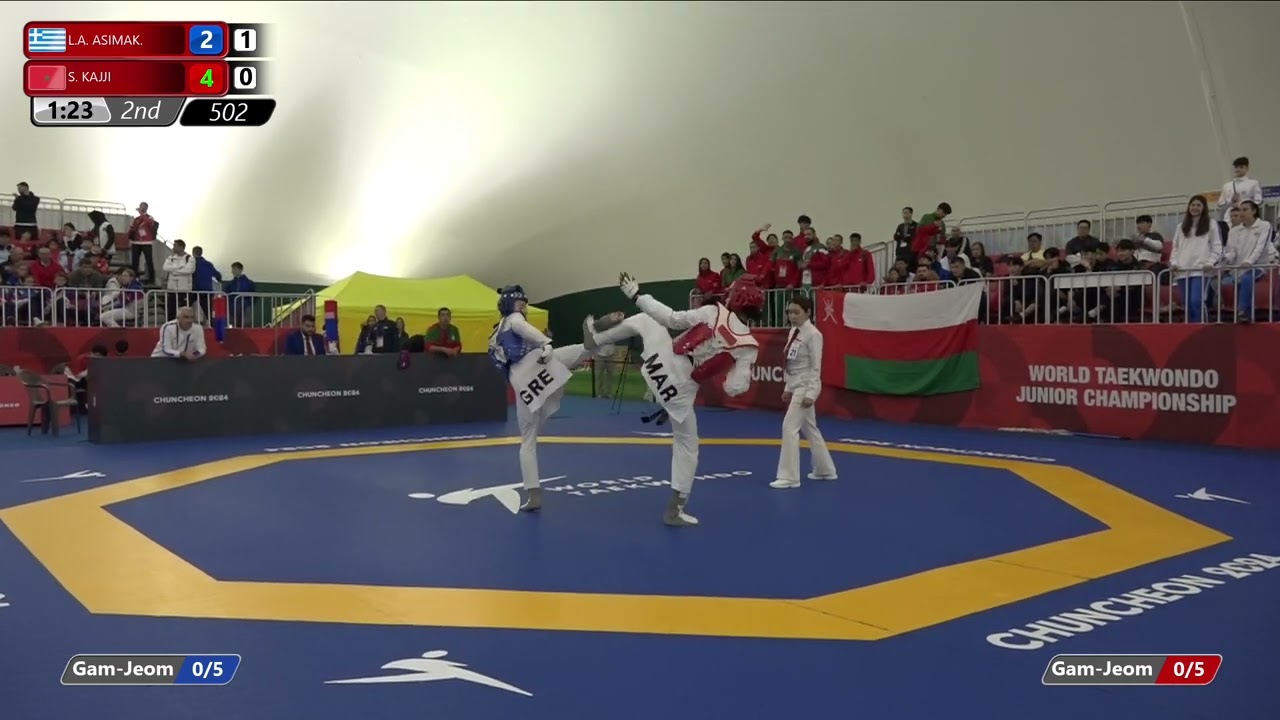 502 Round of 64 Women 49kg GRE L A ASIMAK MAR S KAJJI background