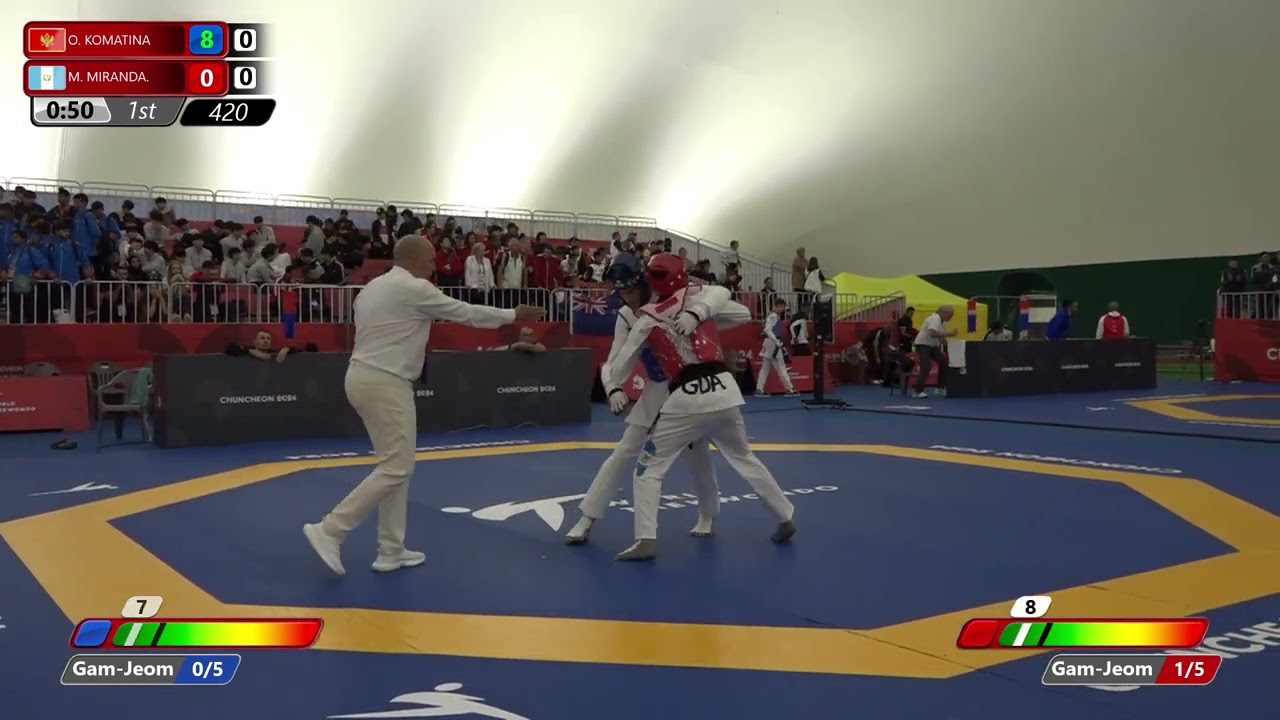 420 Round of 32 Men 68kg MNE O KOMATINA GUA M MIRANDA background
