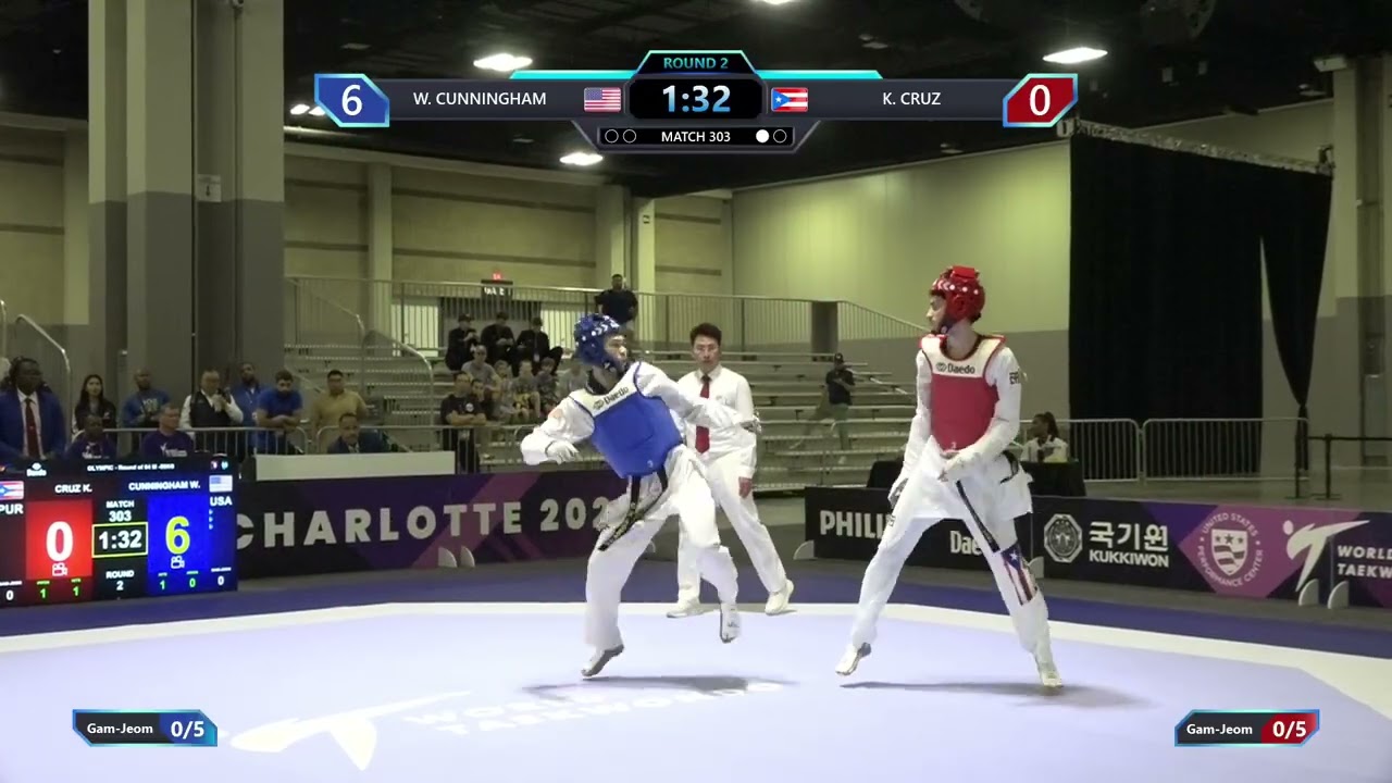 303 Round of 64 M 58kg USA W CUNNINGHAM PUR K CRUZ PGM background