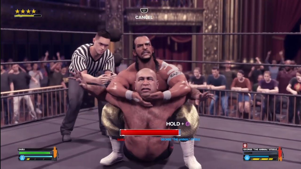 Sabu vs George Steel. TBD Legends Clash. WWE 2K24 background