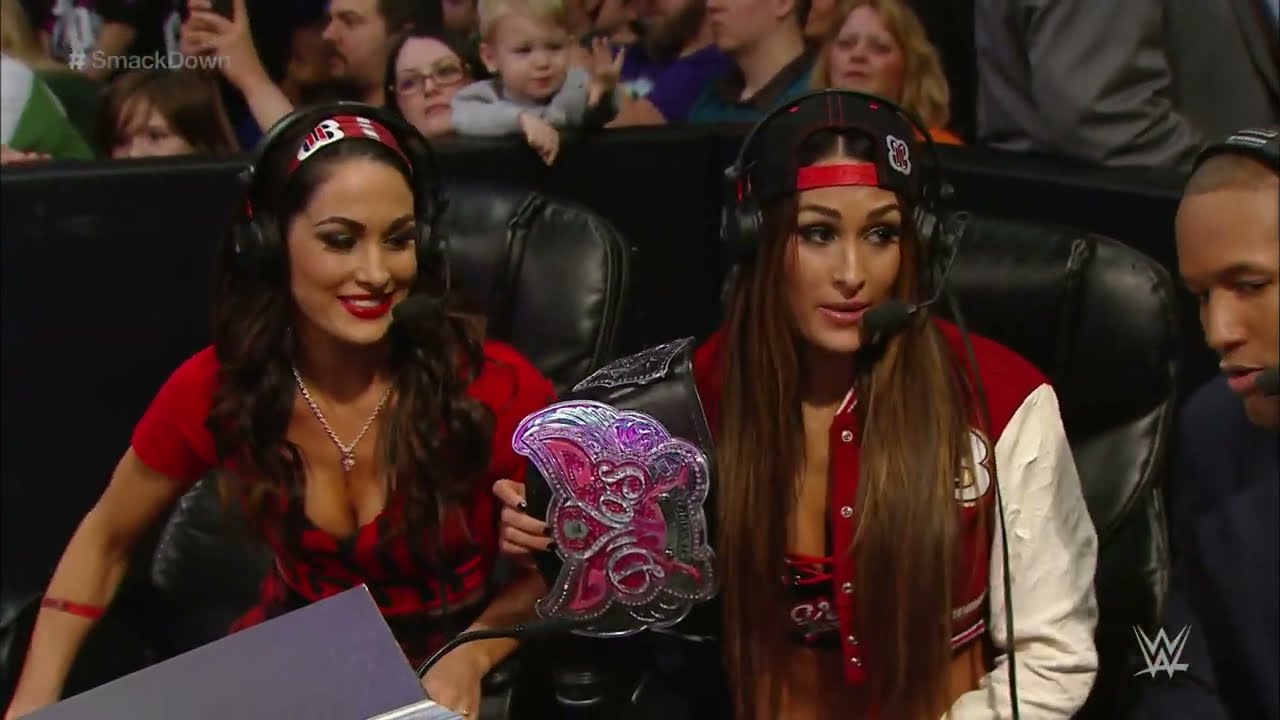 1080pHD WWE Smackdown 03/12/15 AJ Lee & Paige vs Cameron & Summer Rae ( The Bella Twins attacks ) background