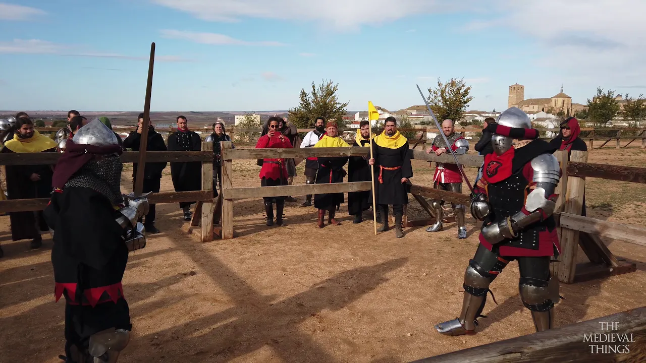 Medieval Combat long sword duel Spanish Armored Women VS Filii Draconum backdrop