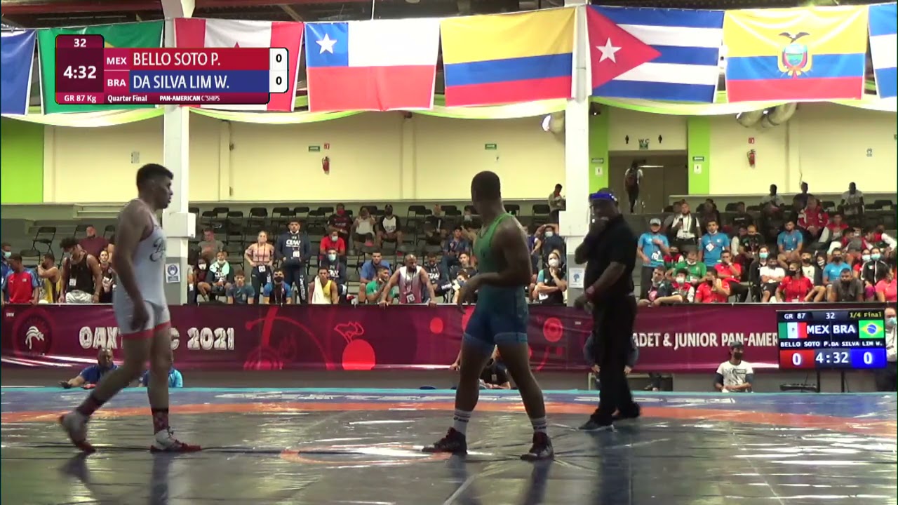 1/4 GR - 87 kg: P. BELLO SOTO (MEX) v. W. DA SILVA LIM (BRA) background