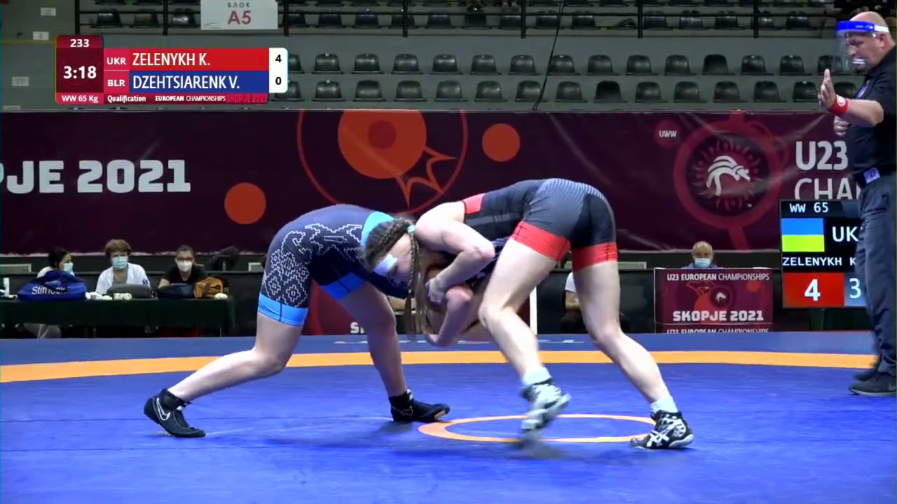 Qual. WW - 65 kg: K. ZELENYKH (UKR) v. V. DZEHTSIARENK (BLR) backdrop