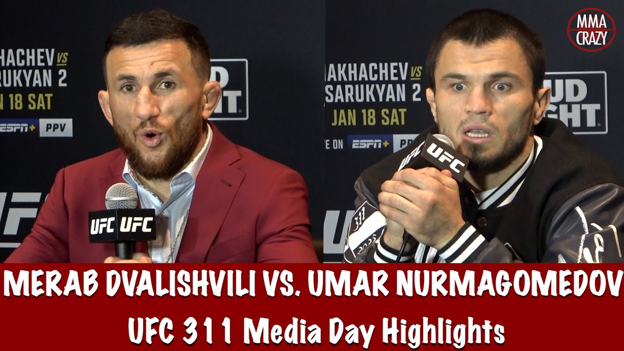 UFC 311: Merab Dvalishvili & Umar Nurmagomedov Media Day Highlights background
