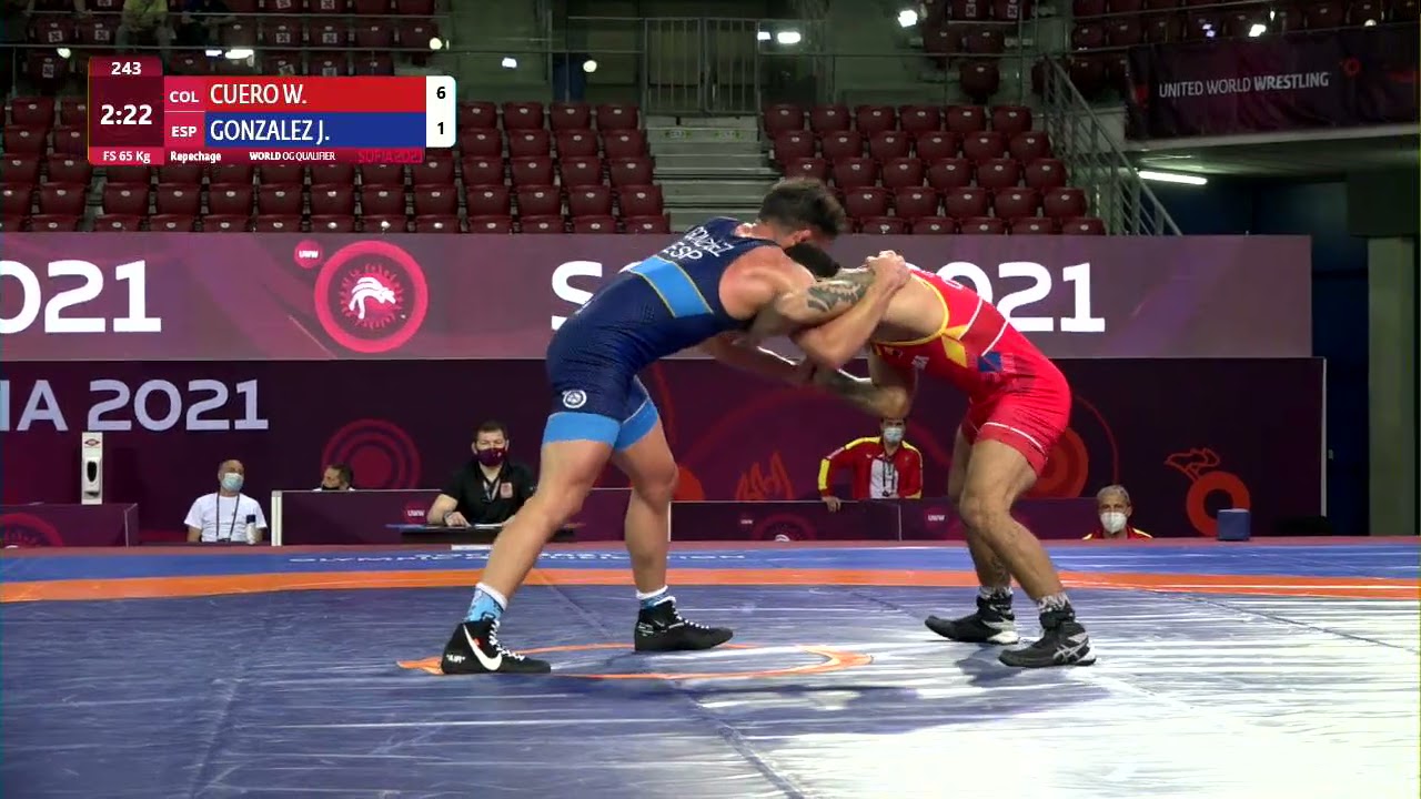 Repechage FS - 65 kg: W. CUERO MUNOZ (COL) v. J. GONZALEZ CRE (ESP) background