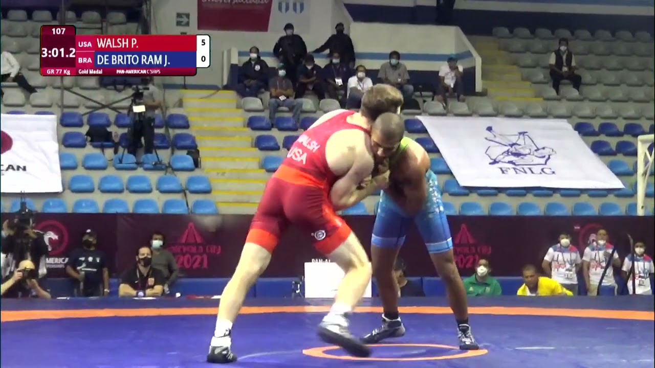 GOLD GR - 77 kg: P. WALSH (USA) v. J. DE BRITO RAM (BRA) background