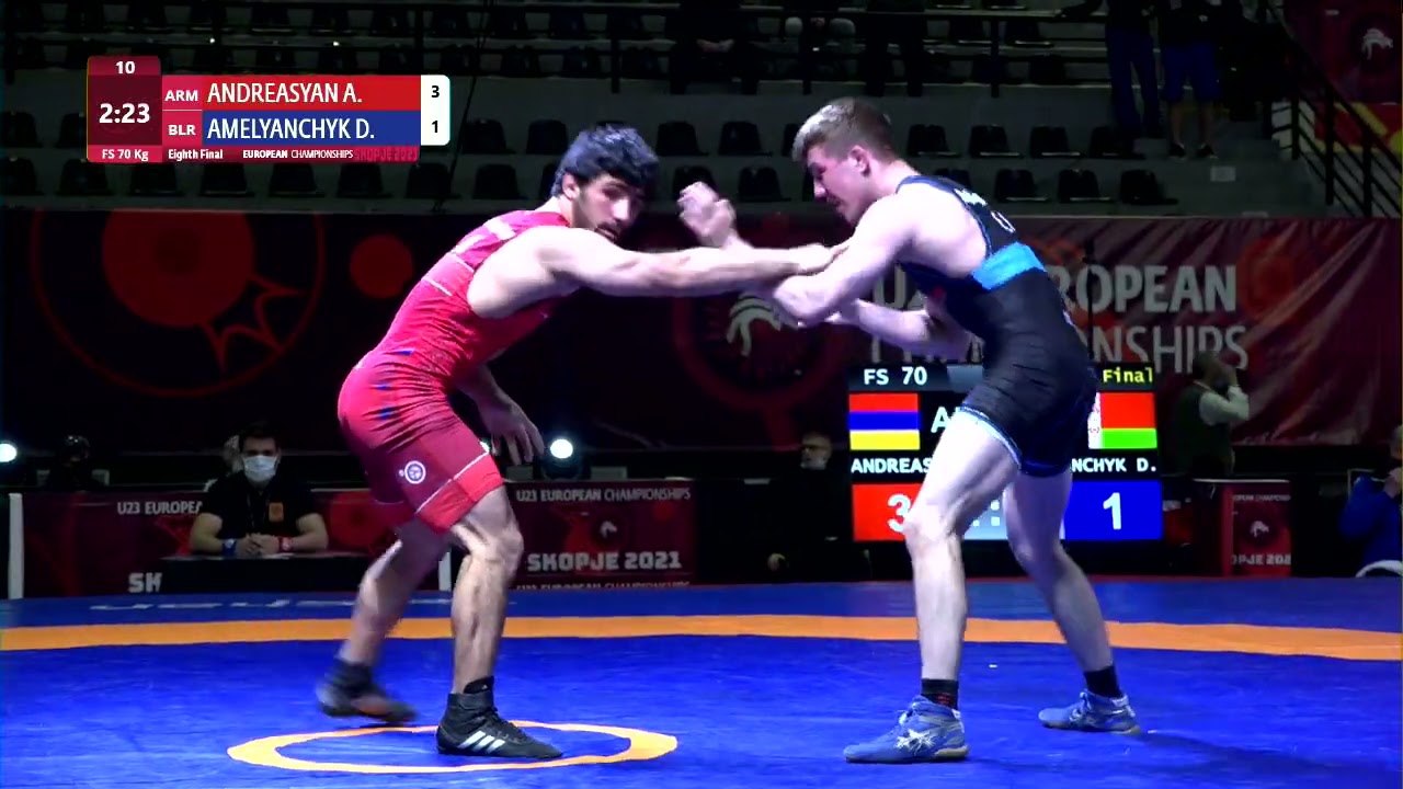 1/8 FS - 70 kg: A. ANDREASYAN (ARM) v. D. AMELYANCHYK (BLR) background