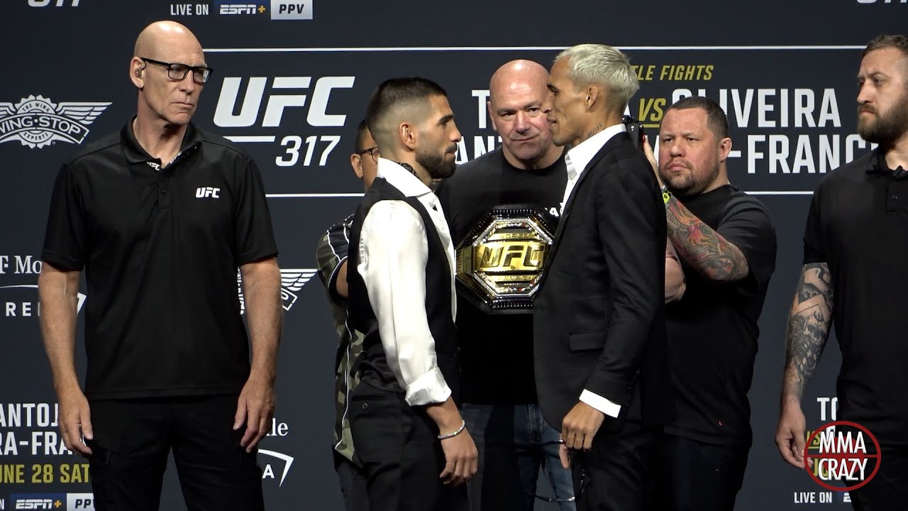 Ilia Topuria vs Charles Oliveira FIRST FACE OFF for UFC 316