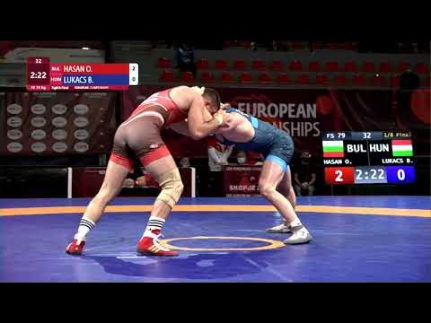 1/8 FS - 79 kg: O. HASAN (BUL) v. B. LUKACS (HUN) background