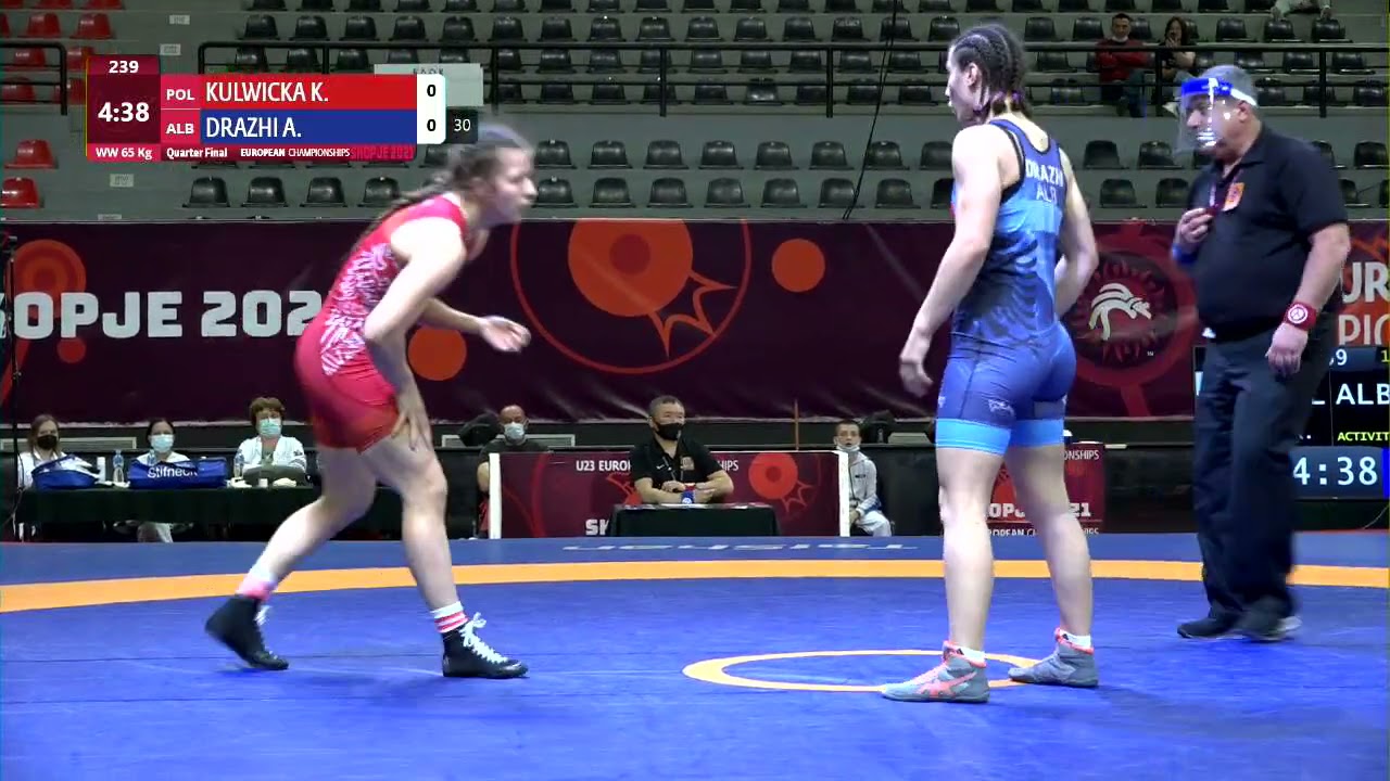 1/4 WW - 65 kg: K. KULWICKA (POL) v. A. DRAZHI (ALB) background
