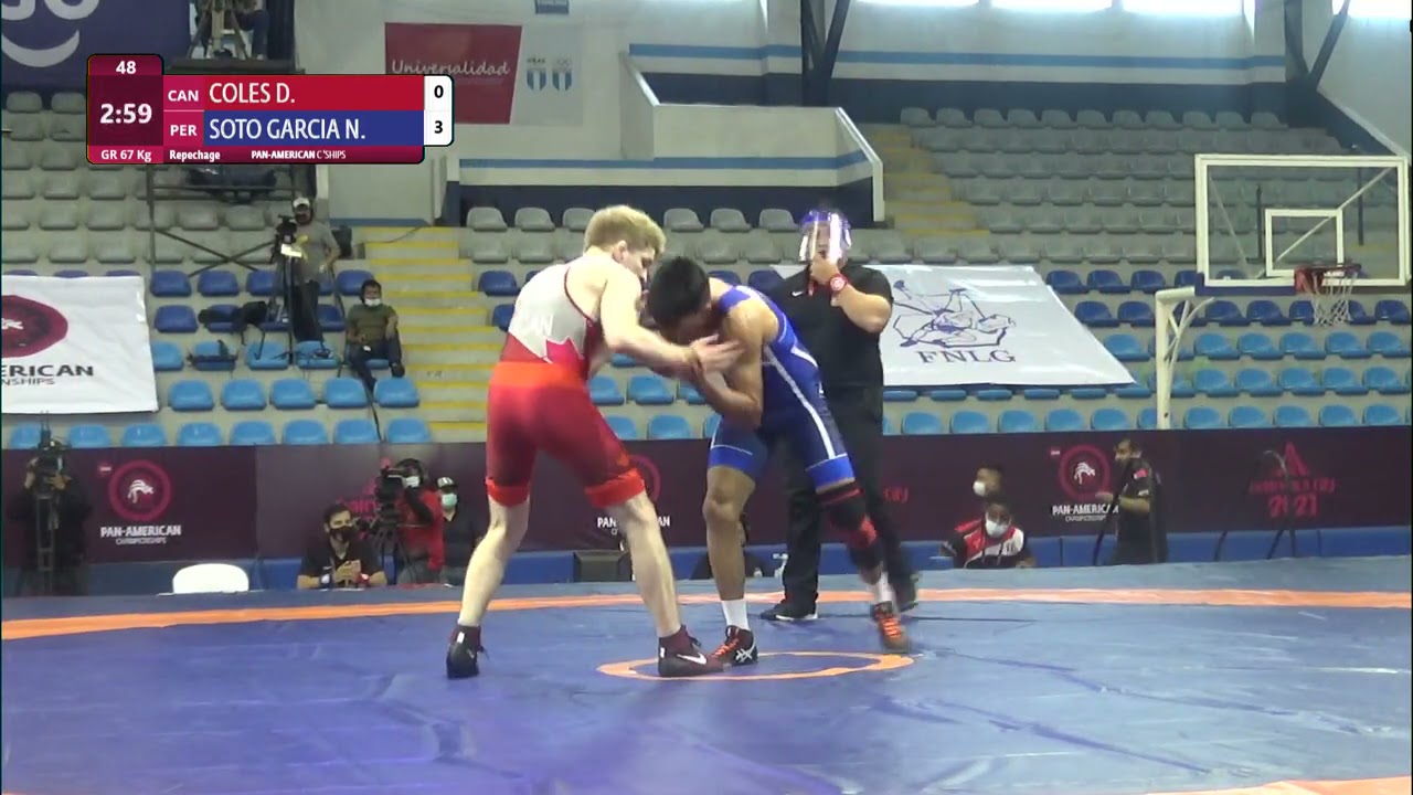 Repechage GR - 67 kg: D. COLES (CAN) v. N. SOTO GARCIA (PER) background