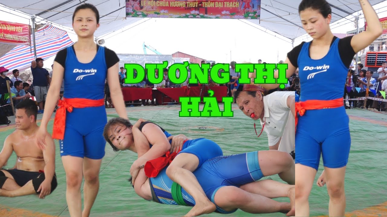 Nhỏ nhắn xinh xắn Dương Thị Hải cõng nổi cả những đô 80kg Traditional Viet Nam Women's wrestling.