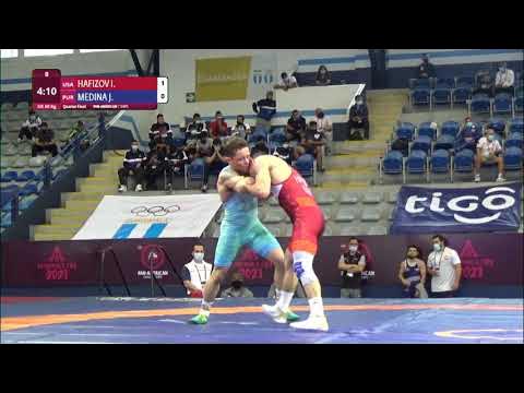 1/4 GR - 60 kg: I. HAFIZOV (USA) v. J. MEDINA (PUR) background