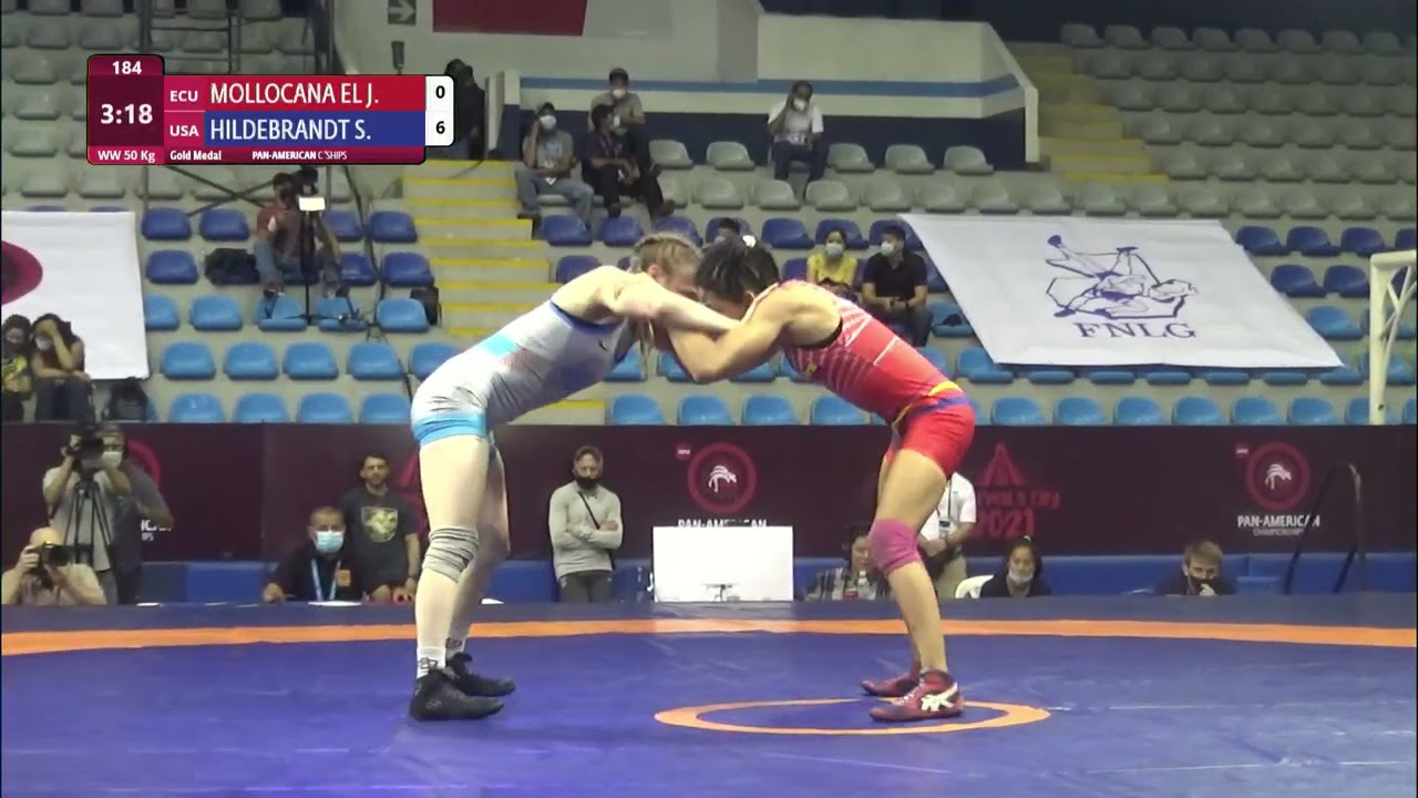 GOLD WW - 50 kg: J. MOLLOCANA EL (ECU) v. S. HILDEBRANDT (USA) background