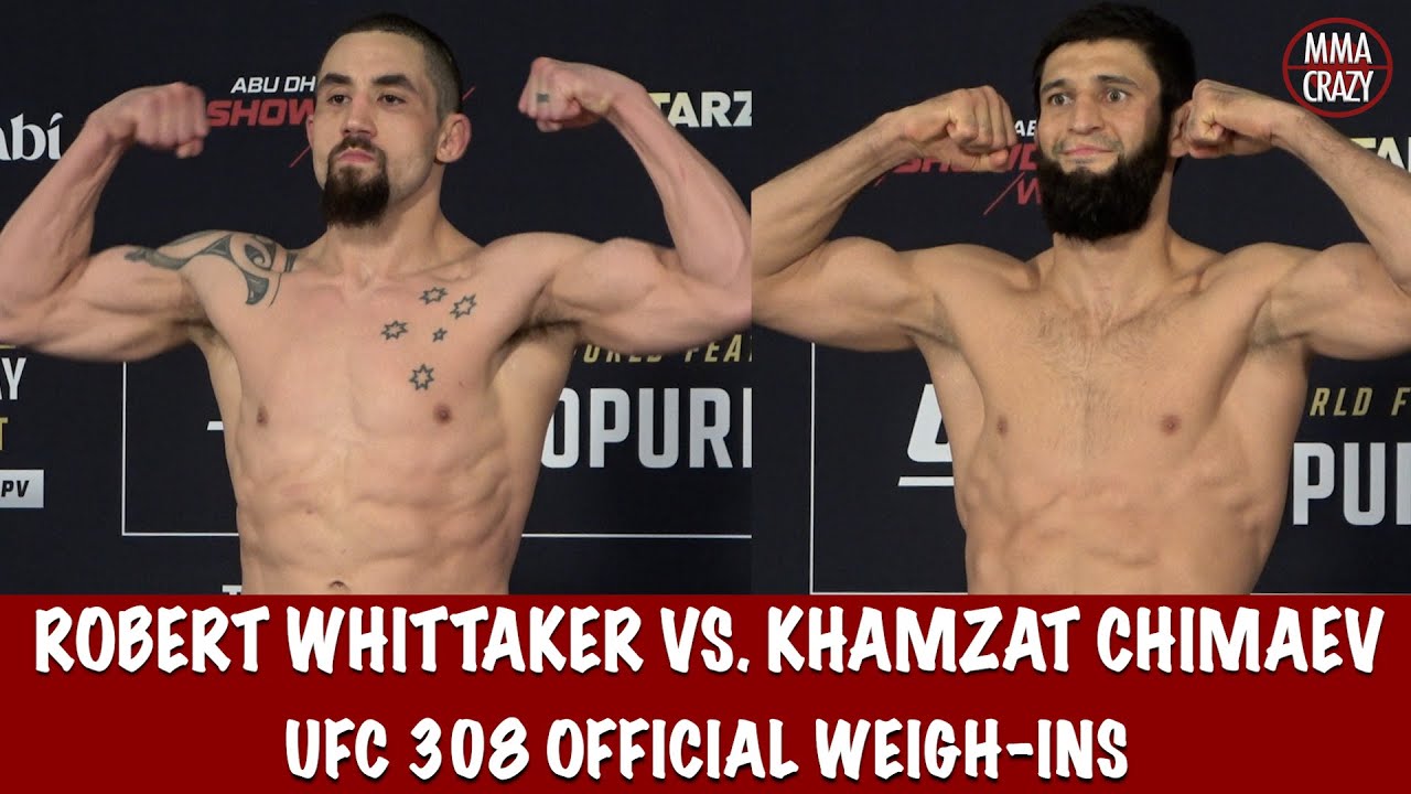 UFC 308 Official Weigh Ins: Robert Whittaker & Khamzat Chimaev background