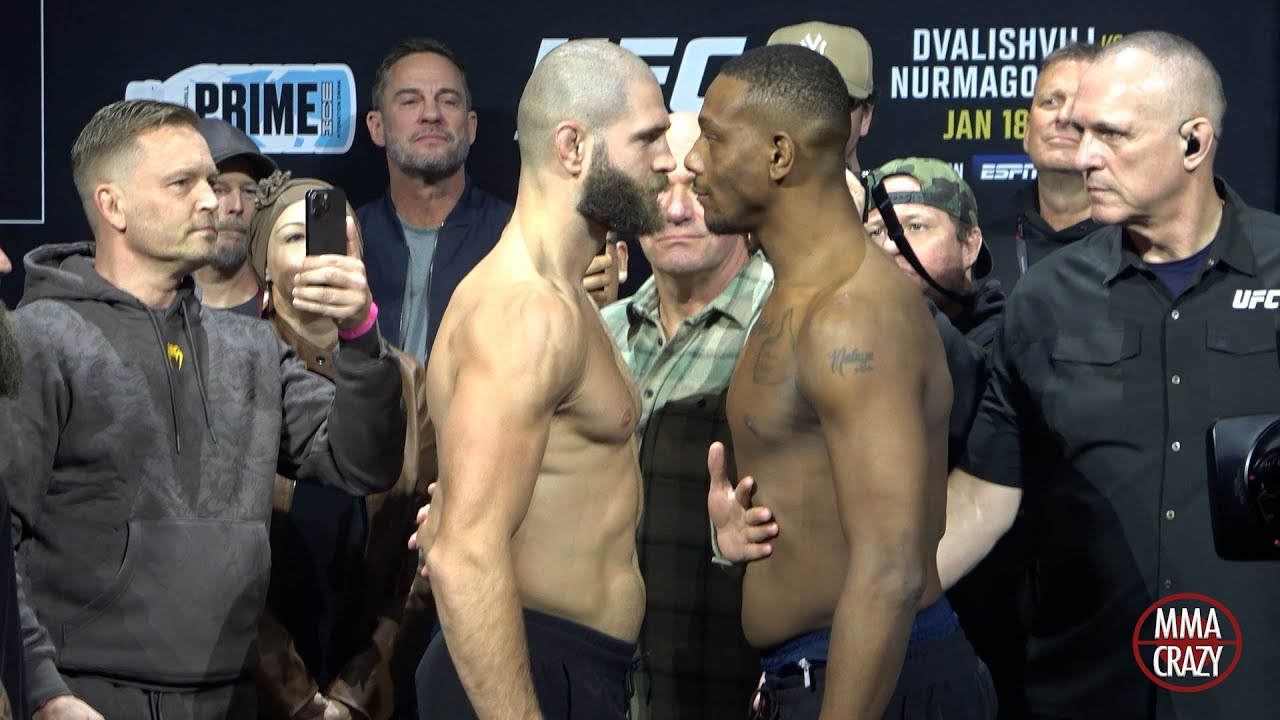 UFC 311: Jiri Prochazka vs. Jamahal Hill Weigh in Face Off background