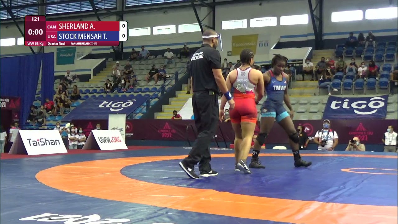 1/4 WW - 68 kg: A. SHERLAND (CAN) v. T. STOCK MENSAH (USA)