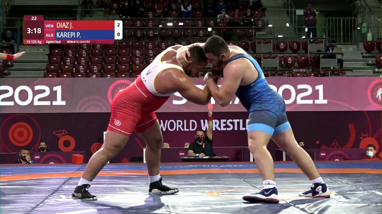 1/8 FS - 125 kg: J. DIAZ ROBERTT (VEN) v. P. KAREPI (ALB) background