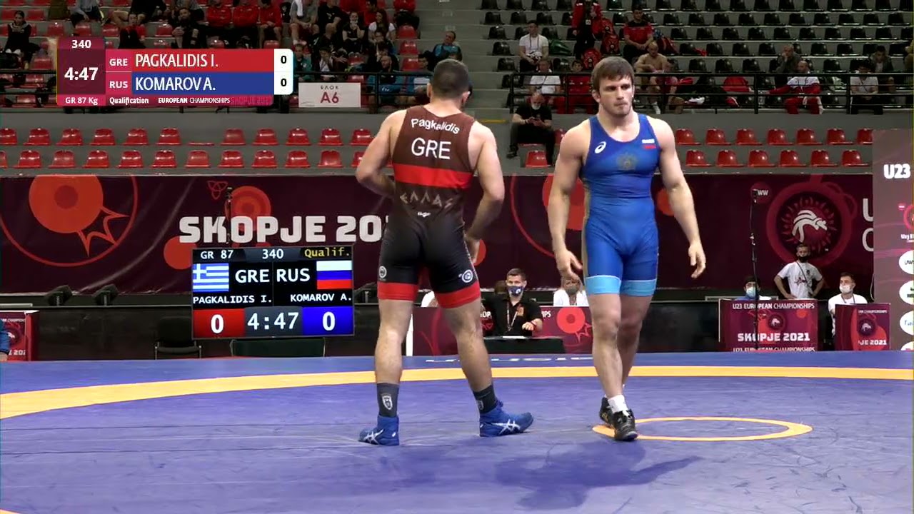 Qual. GR - 87 kg: I. PAGKALIDIS (GRE) v. A. KOMAROV (RUS) background