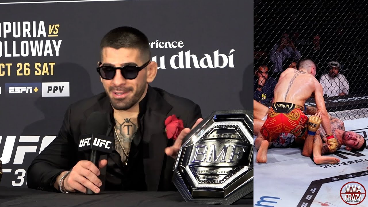 Ilia Topuria CLAIMS Max Holloways BMF Belt after KO "I'm the NEW BMF World Champion" background