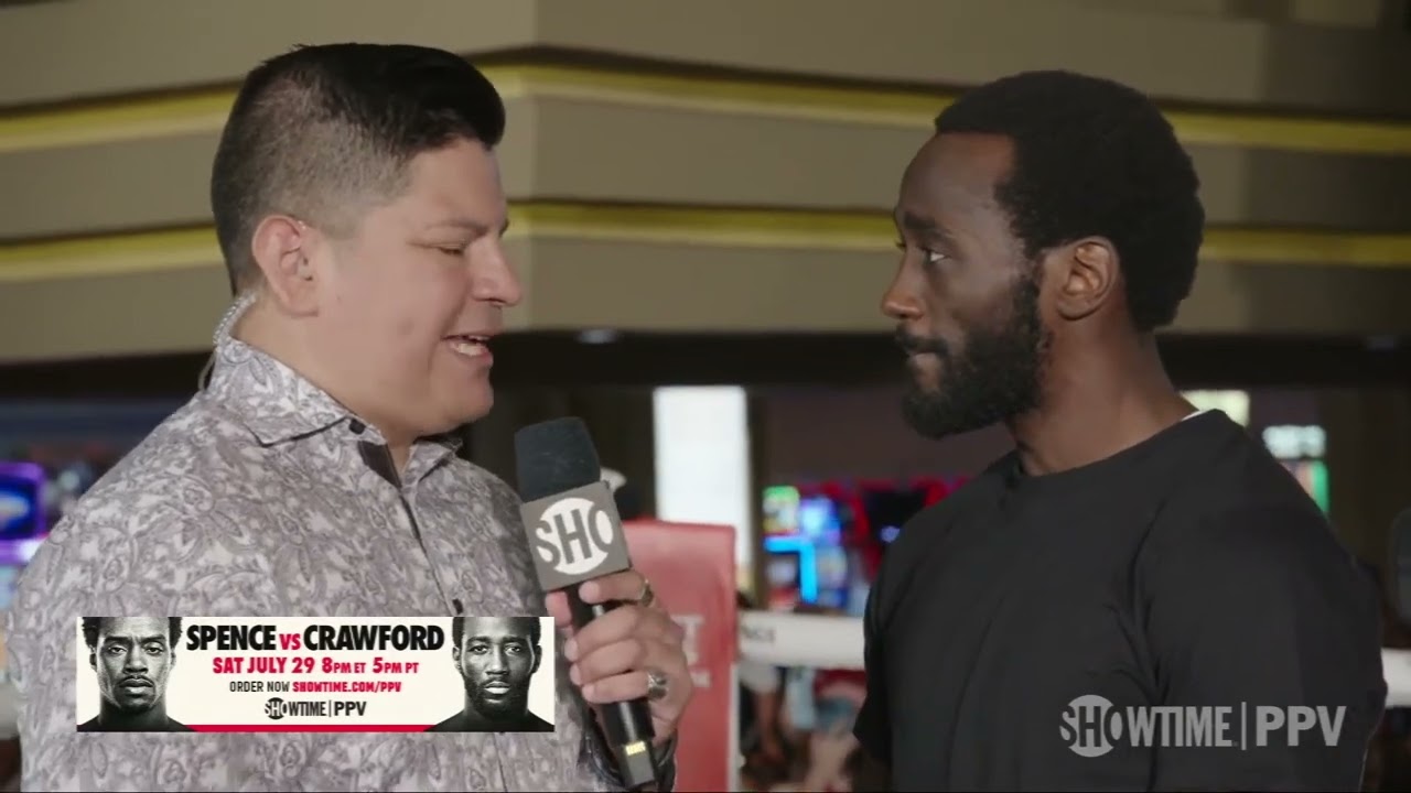 Terence Crawford takes the ring at #SpenceCrawford Media Workouts background
