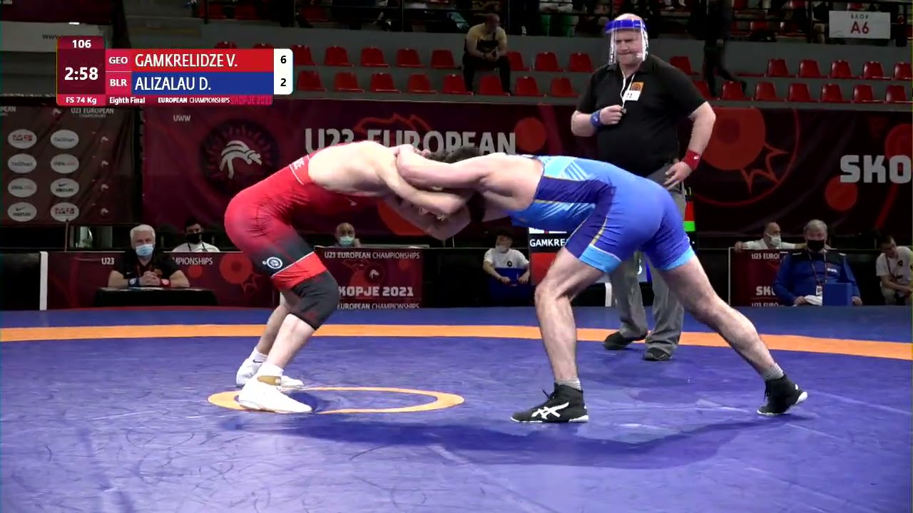 1/8 FS - 74 kg: V. GAMKRELIDZE (GEO) v. D. ALIZALAU (BLR) background