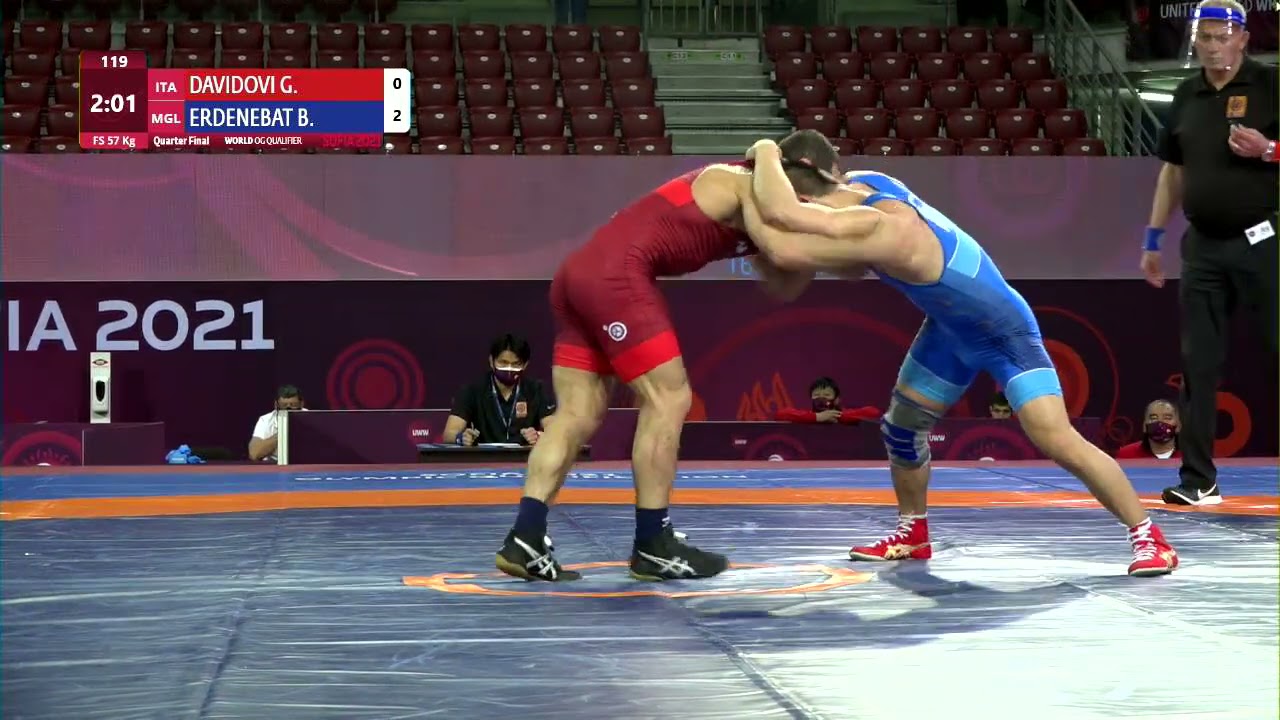 1/4 FS - 57 kg: G. DAVIDOVI (ITA) v. B. ERDENEBAT (MGL)