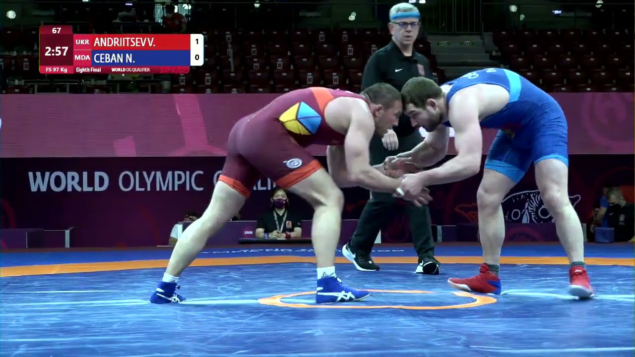 1/8 FS - 97 kg: V. ANDRIITSEV (UKR) v. N. CEBAN (MDA) background