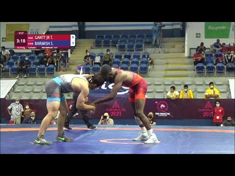 Round 1 FS - 79 kg: T. GANTT JR (USA) v. S. BARMISH (CAN) background