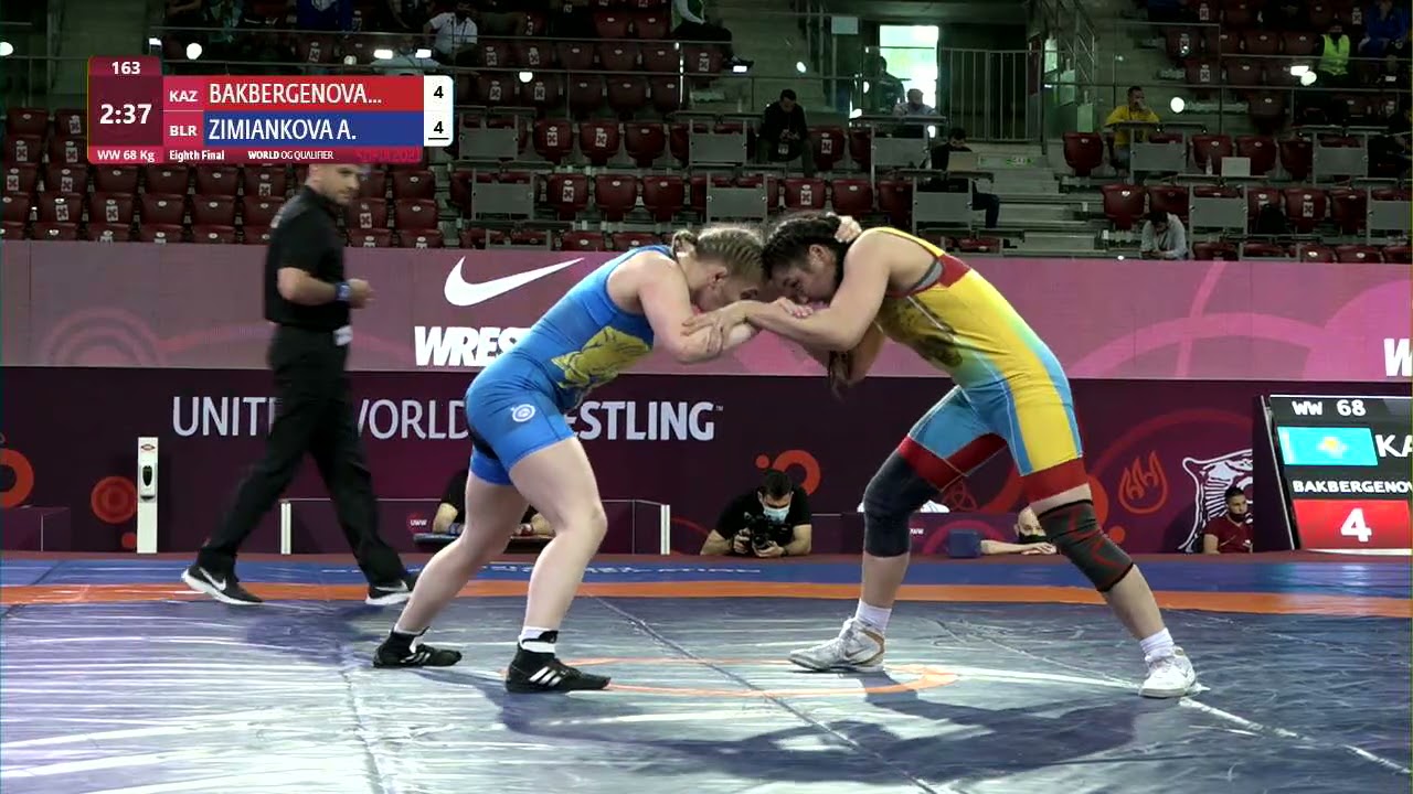 1/8 WW - 68 kg: Z. BAKBERGENOVA (KAZ) v. A. ZIMIANKOVA (BLR) background