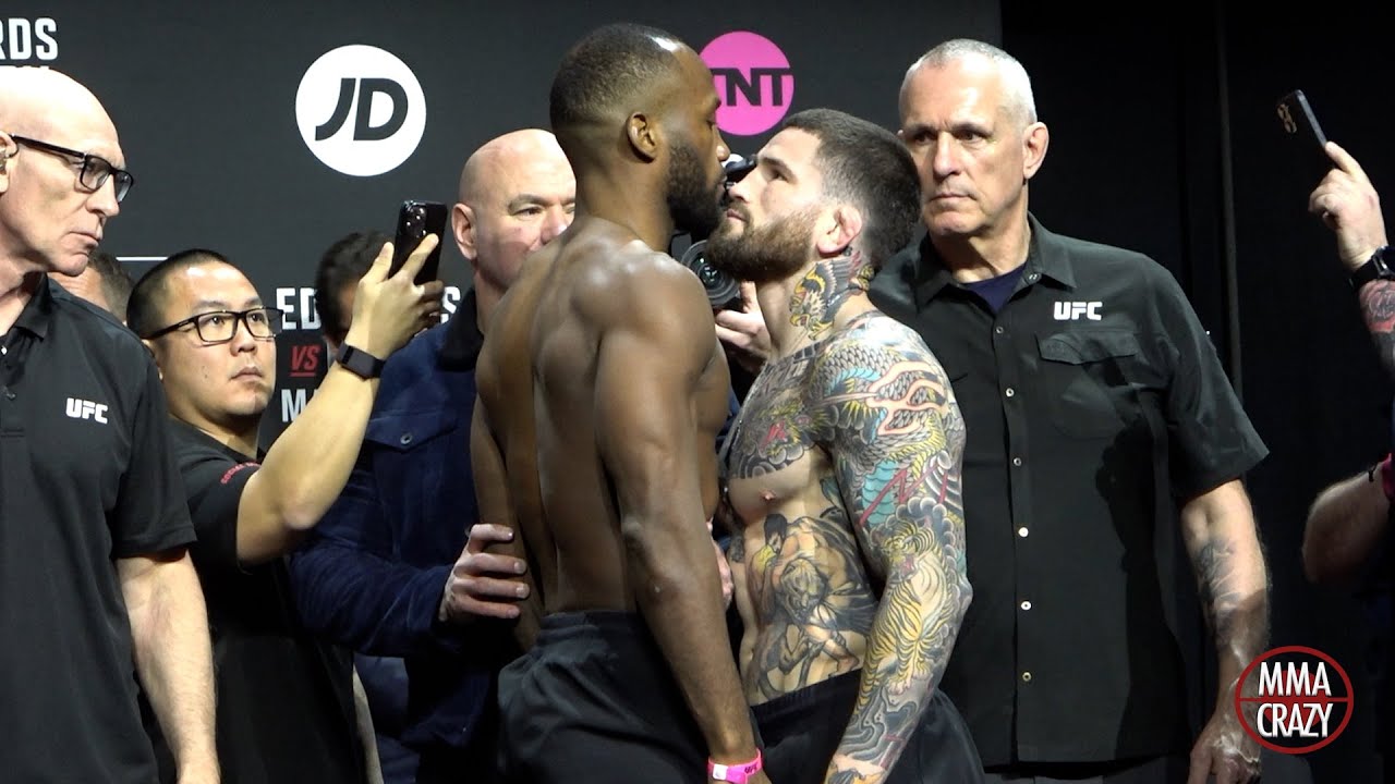 UFC Fight Night London: Leon Edwards vs. Sean Brady Weigh-in Face Off background
