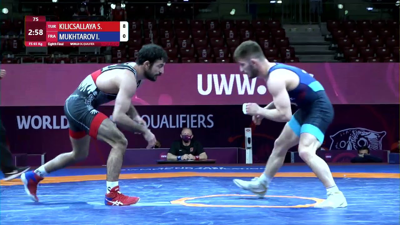 1/8 FS - 65 kg: S. KILICSALLAYA (TUR) v. I. MUKHTAROV (FRA) background