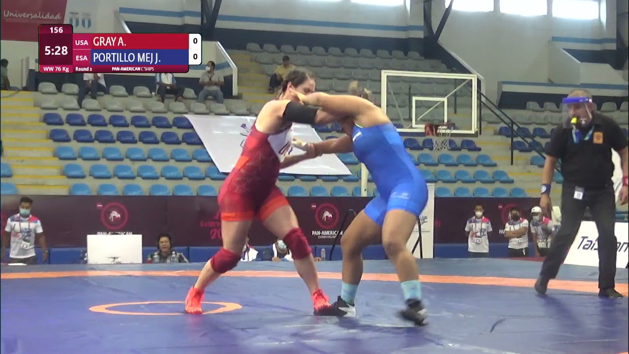 Round 2 WW - 76 kg: A. GRAY (USA) v. J. PORTILLO MEJ (ESA) background