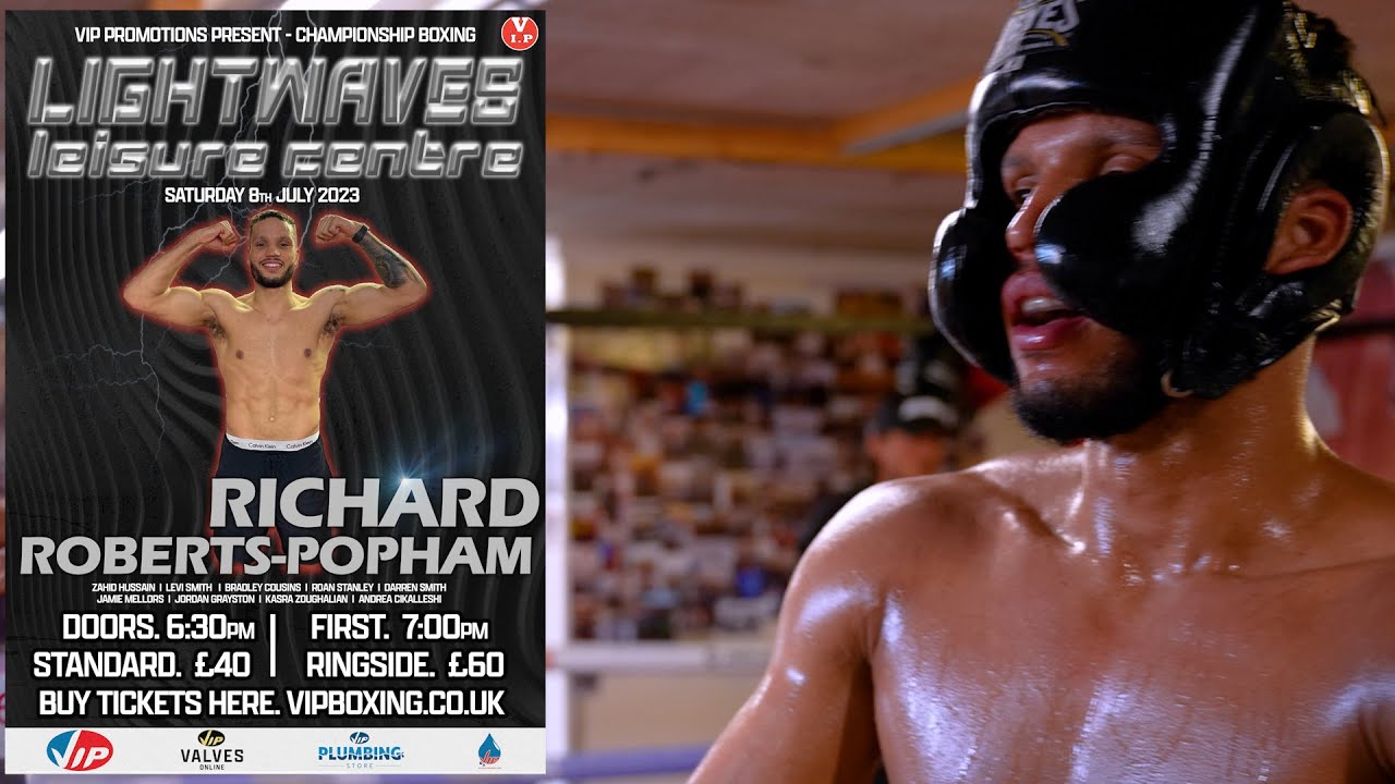 VIPtv catches up Middleweight prospect Richard Roberts-Popham who's out for fight No2 on July 8th backdrop