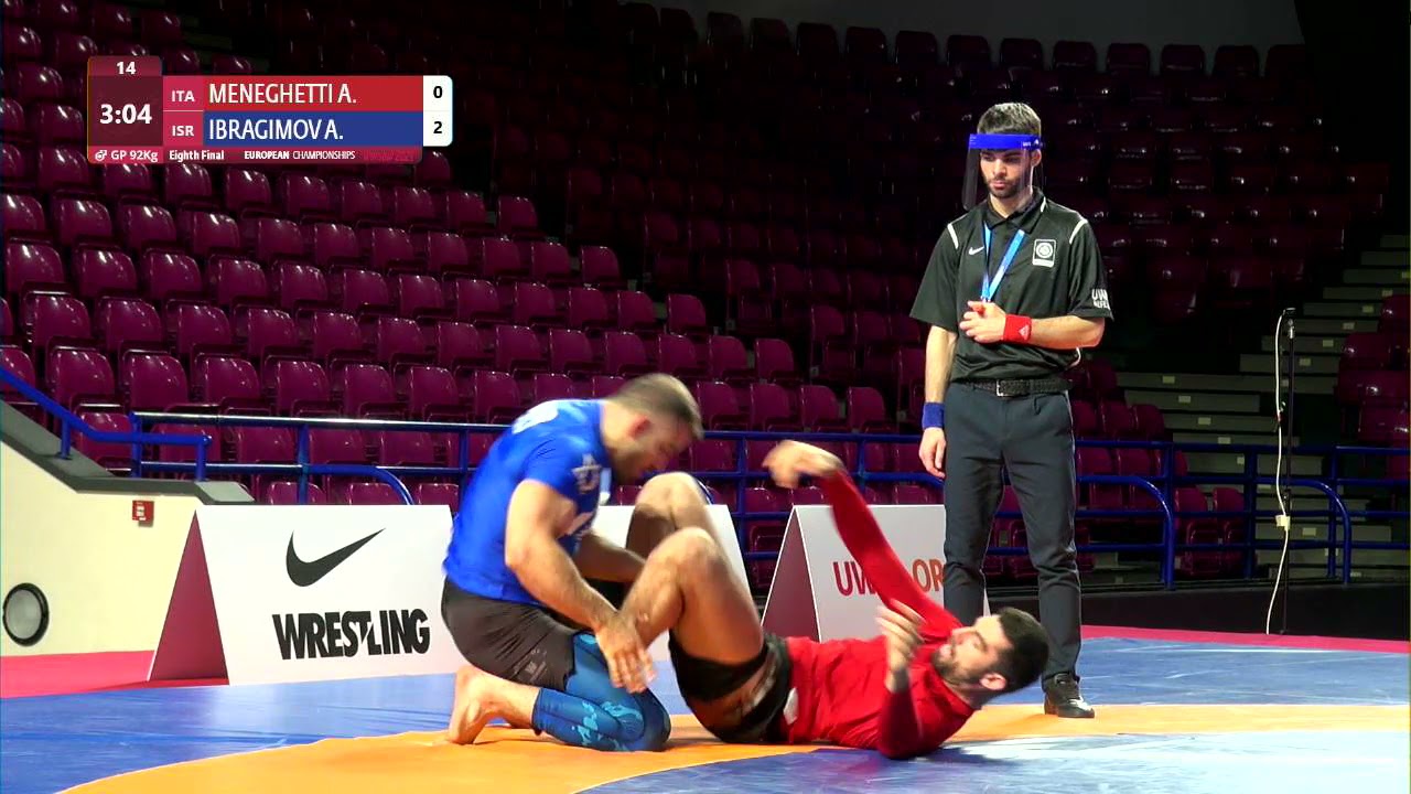 1/8 Men's GP No-Gi - 92 kg: A. MENEGHETTI (ITA) v. A. IBRAGIMOV (ISR) background