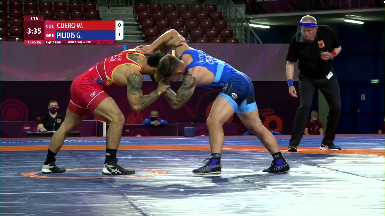 1/8 FS - 65 kg: W. CUERO MUNOZ (COL) v. G. PILIDIS (GRE) background